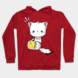 Cute white angora cat spilled mayonnaise Hoodie